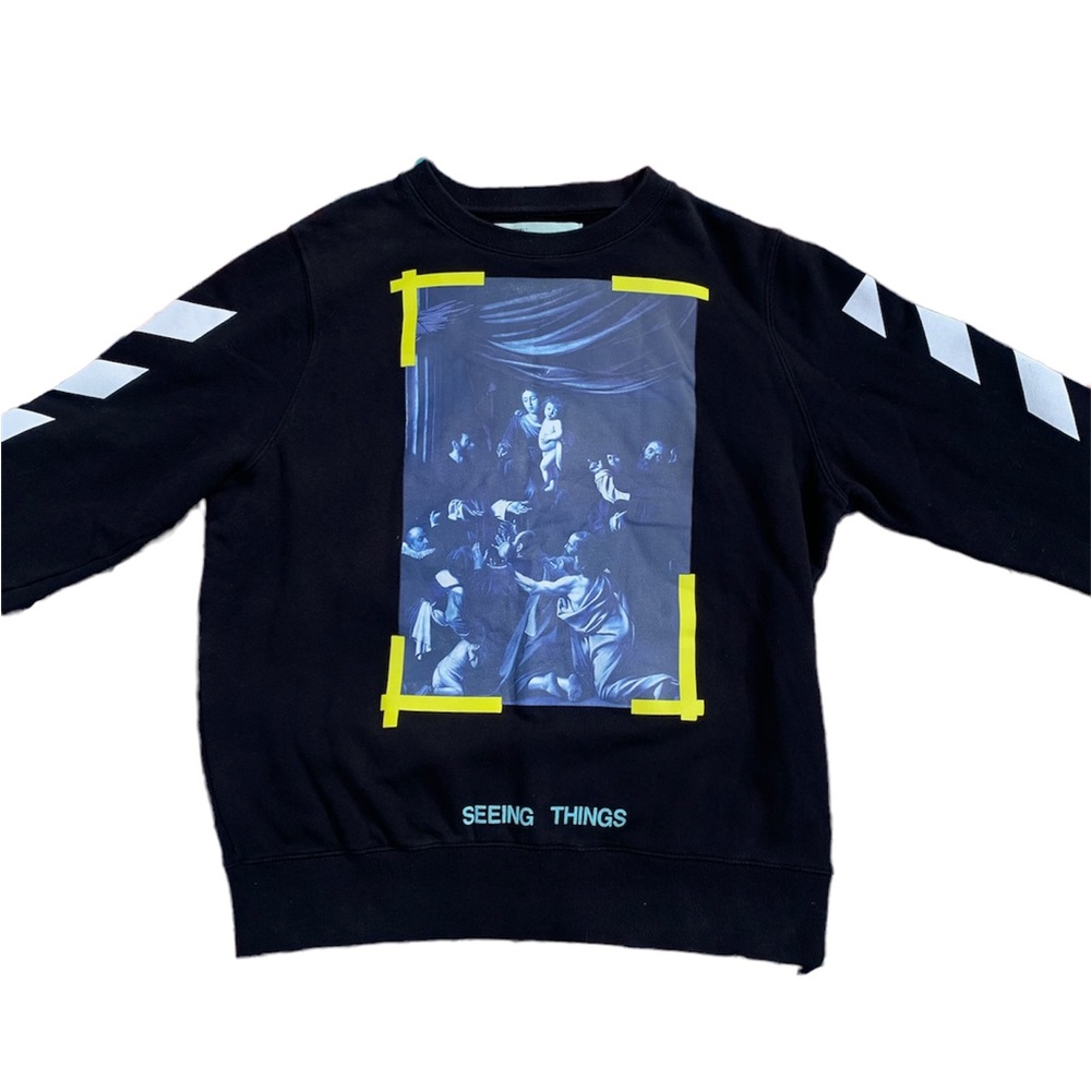 Off-White Main Label Seeing Things Caravaggio Painting Rosary Crewneck Sweater L